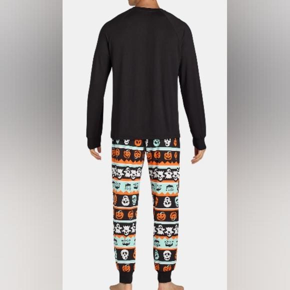 Men's Long Sleeve Halloween Pajamas 2pc Matching Family Pajamas 2X Black - Picture 3 of 5